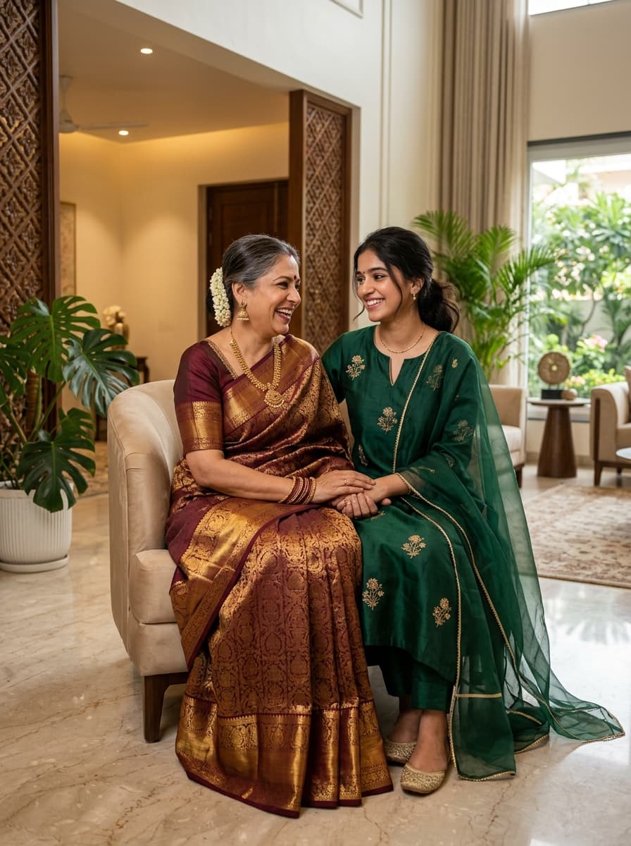 Heirloom Deep Maroon & Korvai Zari Kanjeevaram Silk Saree